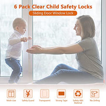 Load image into Gallery viewer, Sliding Door Lock Baby Safety - KOOPAO 6 Pack Slide Window Locks Closet Glass Doors Patio Child Safety Lock Perfect for Toddlers No Drilling Tools Needed Clear
