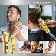 Load image into Gallery viewer, Hatteker Hair Clipper & Trimmer Set for Men IPX7 Waterproof Cordless Barber Clipper for Hair Cutting Kit with T-Blade Trimmer Beard Trimmer Kids Clipper Professional USB Rechargeable (Gold)