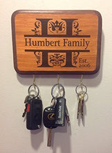 Load image into Gallery viewer, Personalized Monogram Key Holder with Couple's name and Established Year. Wedding Gift - Anniversary Gift - Couple's Gift. Laser Engraved Gift.