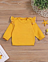 Load image into Gallery viewer, Baby Girls Clothes Long Sleeve Ruffle T-Shirt + Floral Pants + Headband + Hat 4Pcs Outfit Sets 0-3 Months