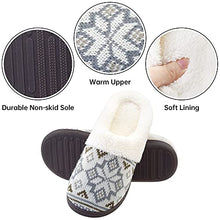 Load image into Gallery viewer, LseLom Fair Isle Slippers for Women Sweater Knit Slippers with Rubber Soles Womens Slippers Indoor Outdoor Fuzzy House Slippers Warm Cozy House Shoes Beige Size 6