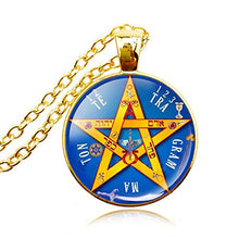 Load image into Gallery viewer, LUOR Trade Co.,Ltd Esoteric Pentagram Pendant Necklace Pentacle Tetragrammaton Jewelry Name of God Blessing Jewellery Wiccan Pagan Sweater Necklace (Gold Plated)