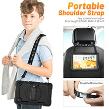 Load image into Gallery viewer, HXCASEAC Samsung Galaxy Tab A7 Lite Case 2021 with Screen Protector Pencil Holder, Heavy Duty Shockproof Cover, 360 Rotating Stand & Hand Strap for Tab A7 Lite 8.7 Inch Case SM-T220/T225/T227, Black