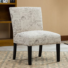 Load image into Gallery viewer, Roundhill Furniture Botticelli English Letter Print Fabric Armless Contemporary Accent Chair, Single