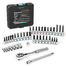 Load image into Gallery viewer, DURATECH Bit Socket Set, 42-piece, 1/4" and 3/8" Drive Allen, Torx, Star, Slotted, Phillips Bit Sockets, 3/8" 90T Ratchet, Extension Bar, Socket Adapter, with Storage Case, SAE & Metric