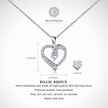 Load image into Gallery viewer, Women 925 Sterling Silver heart necklace - Billie Bijoux “You Are the Only One” Love Platinum Plated CZ Diamond pendant 18" for Women Girls