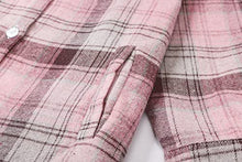 Load image into Gallery viewer, Little Girls Long-Sleeve Flannel Shirt Casual Button Up Buffalo Plaid Long Shirts, Long-Pink Plaid, 5-6 Years = Tag 130