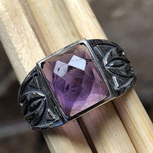 Load image into Gallery viewer, Genuine 2ct Purple Amethyst 925 Solid Sterling Silver Men's Ring Size 8, 9