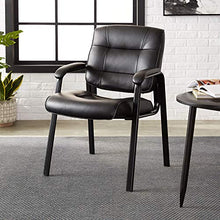 Load image into Gallery viewer, AmazonBasics Classic Leather Office Desk Guest Chair with Metal Frame, Black
