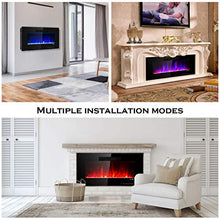 Load image into Gallery viewer, Tangkula 36" Recessed Electric Fireplace, in-Wall & Wall Mounted Electric Heater, Remote Control, Touch Screen, Adjustable Flame Color, Speed and Brightness, 750 W - 1500 W (36")