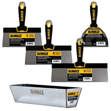 Load image into Gallery viewer, DEWALT Stainless Steel Taping Knife & Mud Pan Set + FREE BONUS 6" Soft Grip Putty Knife | 8/10/12" Blades + 14" Mud Pan | Soft Grip Handles | DXTT-3-174