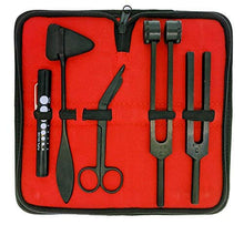 Load image into Gallery viewer, Limited Edition - Full Tactical Black - Grudge Style Set of 5 pcs Reflex Percussion Taylor Hammer + Penlight + Tuning Fork C 128 C 512 + Bandage Scissors 5.5"