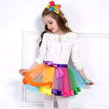 Load image into Gallery viewer, BGFKS Layered Ballet Tulle Rainbow Tutu Skirt for Little Girls Dress Up with Colorful Hair Bows (Rainbow,4-8X)