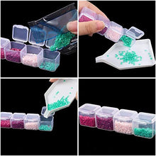 Load image into Gallery viewer, SGHUO 168 Slots 6 Pack 28 Grids Diamond Painting Boxes Diamond Embroidery Storage Cases Accessories Tool Boxes with 400pcs Label Stickers for DIY Art Craft, Beads, Seeds, Multicolour