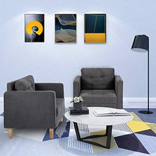 Load image into Gallery viewer, STHOUYN Mid Century Modern Upholstered Fabric Accent Chair with Arms Set of 2 Armchair Comfy Reading Chair for Living Room Studio Office Couch, Single Sofa Set Bedroom Grey