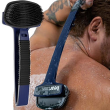 Load image into Gallery viewer, Bearback Back Scrubber: Premium Bath/Shower Back & Body Silicone Scrubber with Long Extendable Folding Handle for Adults/Men/Women/Elderly. Removable Scrubber. American Small Business (Navy)