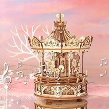 Load image into Gallery viewer, ROKR 3D Wooden Puzzles for Adults Mechanical Music Box Romantic Carousel, DIY Music Box Model Building Kits for Teens, DIY Crafts/Hobbies/Gifts Desk Decor for Girls Ages 14+ (Romantic Carousel)