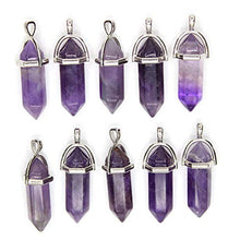 Load image into Gallery viewer, Natural Amethyst Gemstone Pendant Necklace Healing Crystal Reiki Chakra Gem Stones 18 Inch (1pc) Women Girls Men Gifts GGP-C4