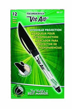 Load image into Gallery viewer, TICONDEROGA Vis-Aid Overhead Projector Transparency Markers, Fine Point, Black, 12-Pack (88127)