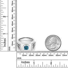 Load image into Gallery viewer, Gem Stone King 2.78 Ct Cushion London Blue Topaz White Topaz 925 Sterling Silver Men's Ring (Size 10)