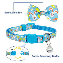 Load image into Gallery viewer, Pohshido 2 Pack Easter Cat Collar with Bow Tie and Bell, Holiday Kitty Kitten Breakaway Collar for Boys and Girls Cats