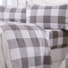 Load image into Gallery viewer, Great Bay Home - 100% Turkish Cotton Full Flannel Sheet Set. Heavyweight, Warm, Winter Double Brushed Bed Sheets. Pre-Shrunk & Anti-Pill - Buffalo Check - Soft Taupe / Pale Grey