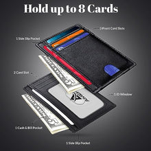 Load image into Gallery viewer, Minimalist Slim Wallet for Men, Front Pocket Real Leather Mens Wallets, RFID Blocking Business Credit Card Holder with ID Window (Slim Black)