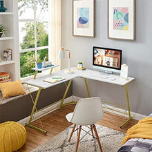 Load image into Gallery viewer, Mr IRONSTONE L-Shaped Desk 50.8" Computer Corner Desk, Home Gaming Desk, Office Writing Workstation with Large Monitor Stand, Space-Saving, Easy to Assemble(Laminate Marble)
