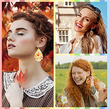 Load image into Gallery viewer, Florideco 16 Pairs Fall Faux Leather Earrings for Women Autumn Teardrop Dangle Earrings Set Pumpkin Sunflower Maple Leaf Thanksgiving Jewelry (Style E)