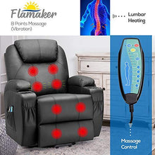 Load image into Gallery viewer, Flamaker Power Lift Recliner Chair PU Leather for Elderly with Massage and Heating Ergonomic Lounge Chair for Living Room Classic Single Sofa with 2 Cup Holders Side Pockets Home Theater Seat (Black)