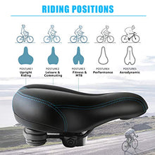 Load image into Gallery viewer, AIKATE Bike Seat, Most Comfortable Bike Saddle, Universal Replacement Bicycle Saddle, Waterproof Bicycle Seat with Extra Padded Memory Foam, Oversizes Bike Seat for Men/Women (Blue)
