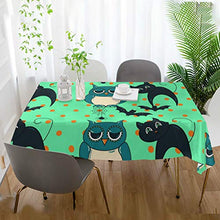 Load image into Gallery viewer, ALAZA Halloween Owls and Cats Tablecolth Table Cover for Party Dining Room Kitchen Decor,54 X 72,Stain and Wrinkle Resistant Washable Rectangle Table Cloth