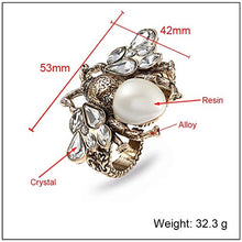 Load image into Gallery viewer, AILUOR Fashion Enamel Bumblebee Bee Rings, Vintage Alloy Pearl Crystal Rhinestone Natural Insect Bee Animal Rings Jewelry Women Girl (White)