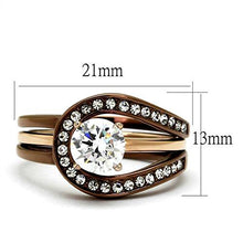 Load image into Gallery viewer, Marimor Jewelry Womens 1Ct Cubic Zirconia Rose & Brown Stainless Steel 2 Piece Wedding Ring Set Size 7
