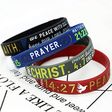 Load image into Gallery viewer, Finrezio 8 PCS Power of Faith Bible Verse Wristbands Black Silicone Bracelets for Men Women Christian Religious Jewelry Gifts