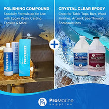 Load image into Gallery viewer, Pro Marine Supplies Clear Table Top Epoxy Resin (1 Gallon Kit) Bundle With Pro Perfect | UV Resistant and Self-leveling Resin | Resin Polishing Compound | For River Tables, Woodworking, Jewelry & More