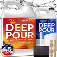 Load image into Gallery viewer, Upstart Epoxy 2" Deep Pour Epoxy Resin Kit DIY - Made In USA - Super Ultra Crystal Clear 2 Part Formulation - Perfect Casting Resin for River Table, Countertop, Tabletop, Art, Jewelry - 1.5 Gallon Kit
