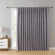 Load image into Gallery viewer, HLC.ME Franklin Moroccan Trellis 100% Complete Full Blackout Thermal Insulated Extra Wide Back Tab Curtain Panel for Sliding Glass Patio Door - Energy Savings & Soundproof (100 x 84 inch Long, Grey)