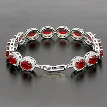 Load image into Gallery viewer, HERMOSA Oval Ladies Tennis Bracelet Sapphire Ruby Emerald White Topaz Silver 7 inch (Ruby)