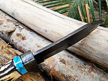 Load image into Gallery viewer, Black Mamba Knives BMK-111 Persian Yuma 9.5 Long 4.5 Blade 7 Ounce Damascus Hunting Fixed Blade Knife With Stag Antler and Turquoise Spacers