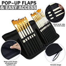 Load image into Gallery viewer, DUGATO Paint Brush Holder & Organizer, Premium Black Canvas Bag, Case Brush For 15 Pcs Oil, Acrylic, Watercolor Paintbrushes, Artist Brush Carrying Case/w Pop-Up Flaps (Brush Not Included)