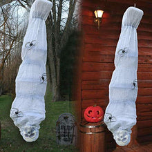 Load image into Gallery viewer, 4E’s Novelty Hanging Cocoon Corpse Prop | Halloween Scary Decorations Outdoor | 60 Inch/5 Ft Scary Hanging Skeleton Mummy with Spider, Flexible - for Haunted House, Yard Decor, Graveyard Scene