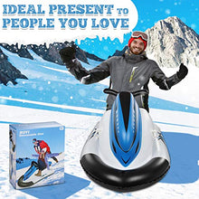 Load image into Gallery viewer, Snow Sled, Giant Snow Tube for Sledding Heavy Duty Inflatable Sled Snowmobile for Kids Adults with Reinforced Handles Pull Rope Winter Snow Toys Outdoor Play Activity
