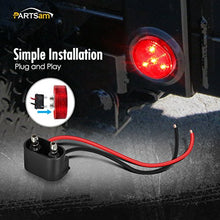 Load image into Gallery viewer, Partsam 2pcs Red Led Light Trailer 2" Round w/Plug & Grommet Kits Marker 4 LED, Flush Mount Red 2 Inch Round Led Trailer Lights, Sealed 2 Inch Round Led Marker Lights Red RV Trucks