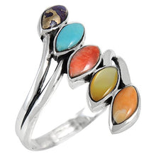 Load image into Gallery viewer, Turquoise Ring Sterling Silver 925 Genuine Gemstones Size 6 to 11 (Multi-Gemstones) (9)