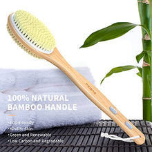 Load image into Gallery viewer, Metene Bamboo Body Brush with Stiff and Soft Natural Bristles, Back Scrubber for Shower with Long Handle, Dual-sided Brush Head for Wet or Dry Brushing, Exfoliating Skin and Clean the Body Easily