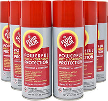 Load image into Gallery viewer, Fluid Film Rust & Corrosion Protection, Metal Surface Penetrant & Lubricant, Marine, Automotive, Industrial, Home, 11.75 Oz Aerosol Spray (Pack of 6)