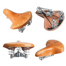 Load image into Gallery viewer, FUFEN Vintage Bicycle Seat, Classic Brown Bicycle Seat, Thick Cowhide Material, Electroplated Spring Design, Strong Rivets, Suitable for Outdoor Riding and Long-Distance Riding on Retro Bicycles.