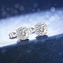 Load image into Gallery viewer, Jstyle Stud Earrings for Women 18K White Gold Rose Plated CZ Halo Earrings Created Opal Earrings Set for Sensitive Ears with Gift Box