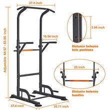 Load image into Gallery viewer, RELIFE REBUILD YOUR LIFE Power Tower Pull Up Dip Station for Home Gym Adjustable Height Strength Training Workout Equipment